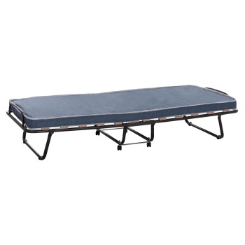 FOLDABLE BED SLADE FK604.03 METAL WITH WHEELS & MATTRESS 6.5cm BLUE JEANS LOOK 80x183x37.5Hcm.