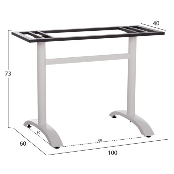 BASE FOR TABLE FK461.12 ALUMINUM DOUBLE IN WHITE WITH HEIGHT ADJUSTERS 100x60x73Hcm