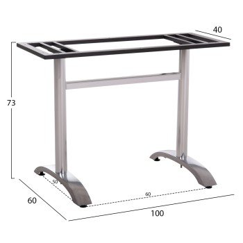 DOUBLE BASE FOR TABLE FK461.13 CHROMED ALUMINUM WITH HEIGHT ADJUSTERS 100x60x73Hcm