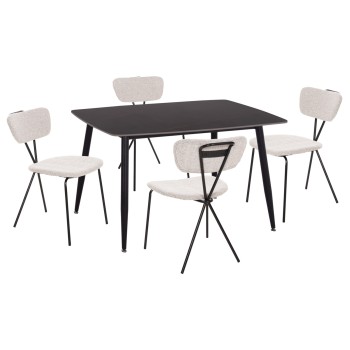 DINING SET 5PCS RAVEN FK21067.02 CERAMIC TOP BLACK MARBLE--METAL