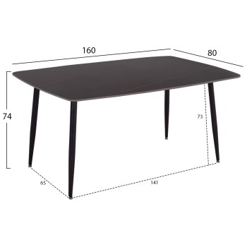 DINING SET 5PCS RAVEN FK21069.02 CERAMIC TOP IN BLACK MARBLE & 4 CHAIRS