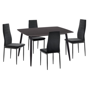 DINING SET 5PCS RAVEN FK21224.02 CERAMIC TOP BLACK MARBLE--BLACK VELVET