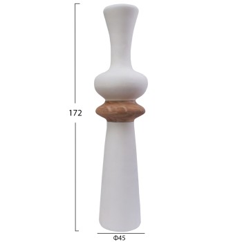 DECORATIVE FLOOR VASE NEBULA FK4660.02L FIBER CEMENT IN WHITE--TEAK WOOD Φ45x172Hcm.