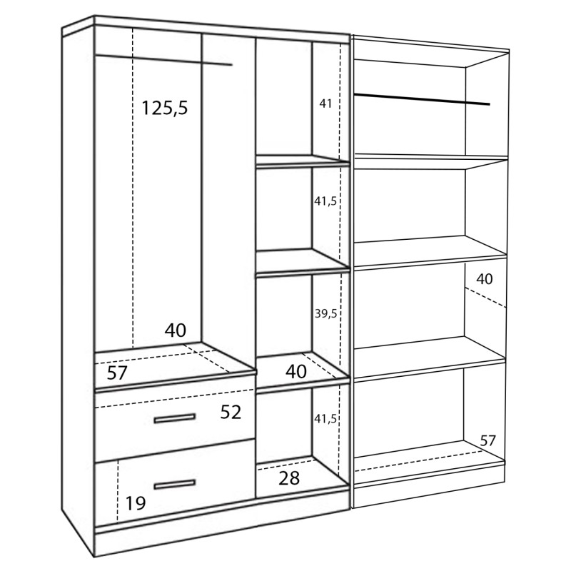 WARDROBE 5-LEAF CAESAR FK21234.01 MELAMINE IN ZEBRANO COLOR 150x42.5x181Hcm. WARDROBE 5-LEAF CAESAR FK21234.01 MELAMINE IN ZEBRANO COLOR 150x42.5x181Hcm.