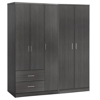WARDROBE 5-LEAF CAESAR FK21234.01 MELAMINE IN ZEBRANO COLOR 150x42.5x181Hcm.