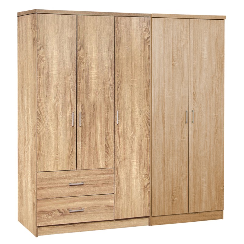 WARDROBE 5-LEAF CAESAR FK21234.02 MELAMINE IN SONAMA COLOR 150x42.5x181Hcm. WARDROBE 5-LEAF CAESAR FK21234.02 MELAMINE IN SONAMA COLOR 150x42.5x181Hcm.