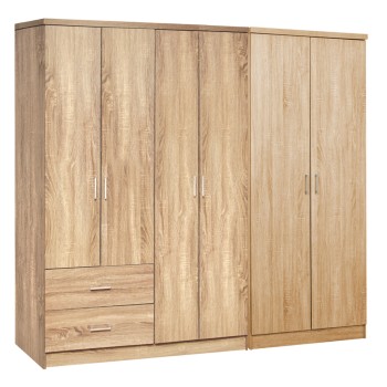 WARDROBE 6-LEAF BLAKELY FK21235.02 MELAMINE IN SONAMA COLOR 201x43x181Hcm.