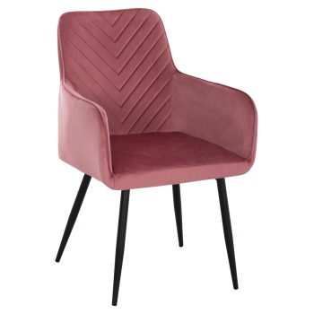 DINING ARMCHAIR LATRELL FK8582.12 DUSTY PINK VELVET & BLACK METAL LEGS 54x57x84Hcm.