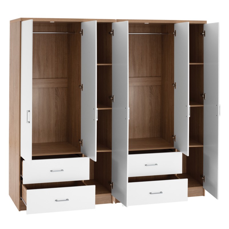 6-LEAF WARDROBE CAESAR FK21236.02 MELAMINE IN SONAMA & WHITE 180x42,5Χ181Hcm. 6-LEAF WARDROBE CAESAR FK21236.02 MELAMINE IN SONAMA & WHITE 180x42,5Χ181Hcm.