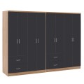 8-LEAF WARDROBE BRIANA FK21237.01 MELAMINE IN SONAMA & DARK GREY 241x42,5Χ180,5Hcm. 8-LEAF WARDROBE BRIANA FK21237.01 MELAMINE IN SONAMA & DARK GREY 241x42,5Χ180,5Hcm.