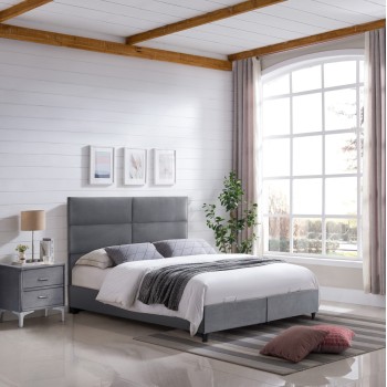 BED WITH STORAGE SPACE MILO FK738.10 GREY VELVET FABRIC FOR MATTRESS 140x200cm BED WITH STORAGE SPACE MILO FK738.10 GREY VELVET FABRIC FOR MATTRESS 140x200cm