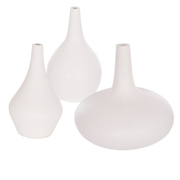SET OF 3 TABLE DECORATIVE VASES DENI FK21141 FIBER CEMENT IN WHITE