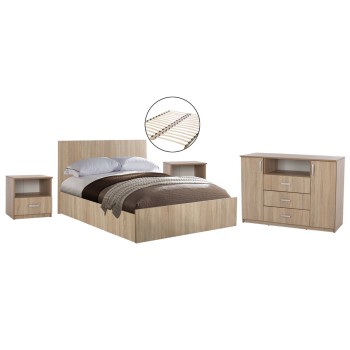 BEDROOM FURNITURE SET 5PCS ADLER FK11758 MELAMINE IN SONAMA OAK-FOR MATTRESS 160x200cm