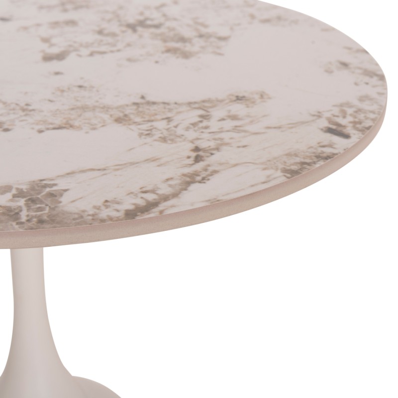 COFFEE TABLE LONGSTEM FK18317.01 WHITE METAL BASE--SINTERED STONE TOP IN CALACATA GOLD Φ50