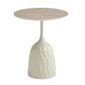 COFFEE TABLE LONGSTEM FK18317.04 METAL BASE IN CHAMPAGNE COLOR--CERAMIC TOP IN TRAVERTINE STONE Φ50 COFFEE TABLE LONGSTEM FK18317.04 METAL BASE IN CHAMPAGNE COLOR--CERAMIC TOP IN TRAVERTINE STONE Φ50