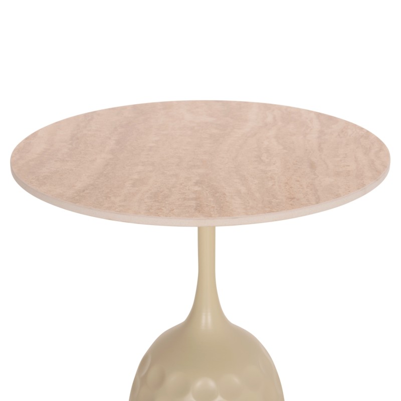 COFFEE TABLE LONGSTEM FK18317.04 METAL BASE IN CHAMPAGNE COLOR--CERAMIC TOP IN TRAVERTINE STONE Φ50 COFFEE TABLE LONGSTEM FK18317.04 METAL BASE IN CHAMPAGNE COLOR--CERAMIC TOP IN TRAVERTINE STONE Φ50