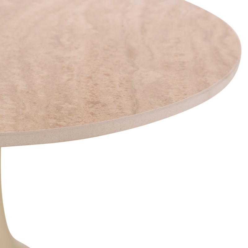 COFFEE TABLE LONGSTEM FK18317.04 METAL BASE IN CHAMPAGNE COLOR--CERAMIC TOP IN TRAVERTINE STONE Φ50 COFFEE TABLE LONGSTEM FK18317.04 METAL BASE IN CHAMPAGNE COLOR--CERAMIC TOP IN TRAVERTINE STONE Φ50