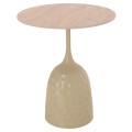 COFFEE TABLE LONGSTEM FK18317.04 METAL BASE IN CHAMPAGNE COLOR--CERAMIC TOP IN TRAVERTINE STONE Φ50 COFFEE TABLE LONGSTEM FK18317.04 METAL BASE IN CHAMPAGNE COLOR--CERAMIC TOP IN TRAVERTINE STONE Φ50