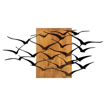 WALL DECORATION LARGE BIRDS FK4749-METAL IN BLACK-WOOD 140x3(thickness)x70Hcm.