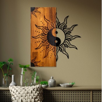 WALL DECORATION YIN-YANG FK4756-METAL IN BLACK-WOOD 50x3(thickness)x58Hcm. WALL DECORATION YIN-YANG FK4756-METAL IN BLACK-WOOD 50x3(thickness)x58Hcm.