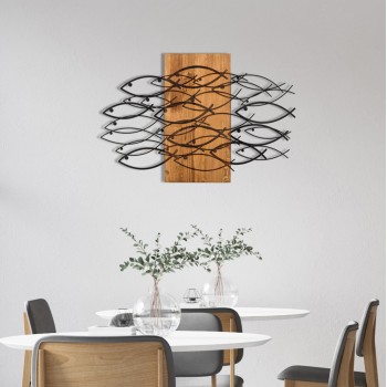 WALL DECORATION FISH FK4811-METAL IN BLACK-WOOD 87x3(thickness)x58Hcm. WALL DECORATION FISH FK4811-METAL IN BLACK-WOOD 87x3(thickness)x58Hcm.