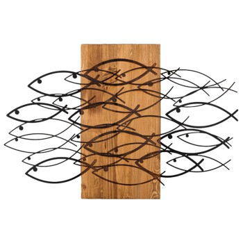 WALL DECORATION FISH FK4811-METAL IN BLACK-WOOD 87x3(thickness)x58Hcm.