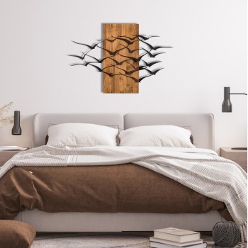 WALL DECORATION BIRDS FK4805-METAL IN BLACK-WOOD 86x3(thickness)x58Hcm. WALL DECORATION BIRDS FK4805-METAL IN BLACK-WOOD 86x3(thickness)x58Hcm.