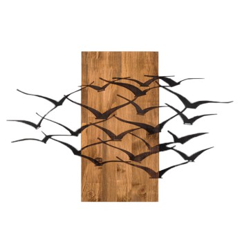 WALL DECORATION BIRDS FK4805-METAL IN BLACK-WOOD 86x3(thickness)x58Hcm.