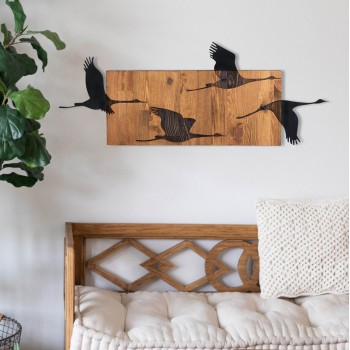 WALL DECORATION BIRDS FK4812-METAL IN BLACK-WOOD 90.5x3(thickness)x34.5Hcm. WALL DECORATION BIRDS FK4812-METAL IN BLACK-WOOD 90.5x3(thickness)x34.5Hcm.
