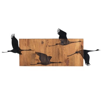 WALL DECORATION BIRDS FK4812-METAL IN BLACK-WOOD 90.5x3(thickness)x34.5Hcm.