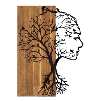 WALL DECORATION WOMAN FIGURE FK4754-METAL IN BLACK-WOOD 43x3(thickness)x58Hcm.