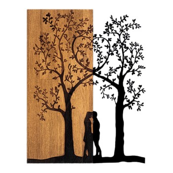 WALL DECORATION FK4753-METAL IN BLACK-WOOD 45x3(thickness)x58Hcm.
