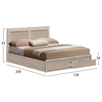 BED CAPRI FK665.02 MELAMINE IN SONOMA WITH 2 DRAWERS FOR MATTRESS 120x200cm.