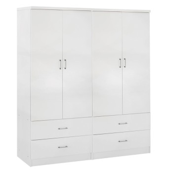WARDROBE 4-LEAF WITH 4 DRAWERS REINA FK21258 MELAMINE IN WHITE 160x42.5x180.5Η