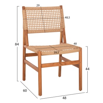 DINING CHAIR DINIZ FK6554 TEAK WOOD IN NATURAL COLOR--SYNTHETIC ROPE 48x60x84Hcm. DINING CHAIR DINIZ FK6554 TEAK WOOD IN NATURAL COLOR--SYNTHETIC ROPE 48x60x84Hcm.