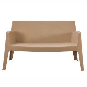 POLYPROPYLENE 2-SEATER SOFA SLEEK FK6366.03 CAPPUCCINO COLOR 133x68x73Hcm.