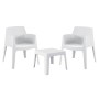 3PCS SET POLYPROPYLENE SLEEK FK21267.01 COFFEE TABLE & 2 ARMCHAIRS - WHITE