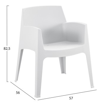 POLYPROPYLENE ARMCHAIR SLEEK FK6370.01 WHITE 68x63x82.5Hcm.