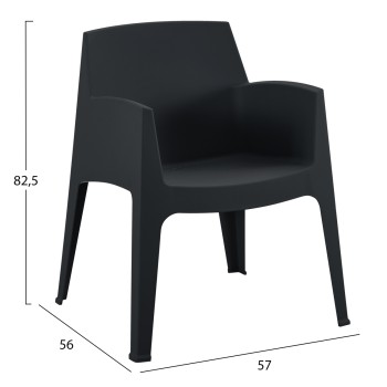 POLYPROPYLENE ARMCHAIR SLEEK FK6370.02 BLACK 68x63x82.5Hcm.