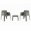 3PCS SET POLYPROPYLENE SLEEK FK21267.05 COFFEE TABLE & 2 ARMCHAIRS - DARK OLIVE GREEN
