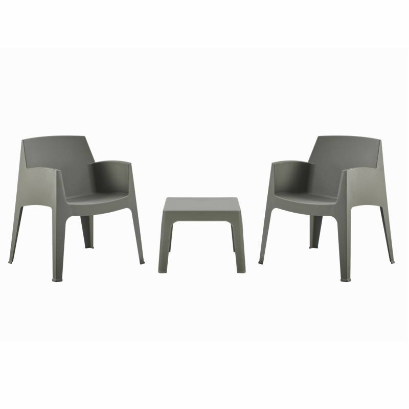 3PCS SET POLYPROPYLENE SLEEK FK21267.05 COFFEE TABLE & 2 ARMCHAIRS - DARK OLIVE GREEN 3PCS SET POLYPROPYLENE SLEEK FK21267.05 COFFEE TABLE & 2 ARMCHAIRS - DARK OLIVE GREEN