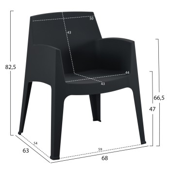3PCS SET POLYPROPYLENE SLEEK FK21267.02 COFFEE TABLE & 2 ARMCHAIRS - BLACK 3PCS SET POLYPROPYLENE SLEEK FK21267.02 COFFEE TABLE & 2 ARMCHAIRS - BLACK