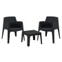 3PCS SET POLYPROPYLENE SLEEK FK21267.02 COFFEE TABLE & 2 ARMCHAIRS - BLACK
