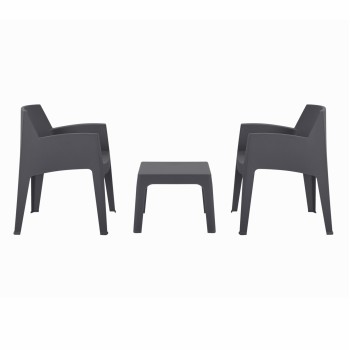 3PCS SET POLYPROPYLENE SLEEK FK21267.10 COFFEE TABLE & 2 ARMCHAIRS - GREY 3PCS SET POLYPROPYLENE SLEEK FK21267.10 COFFEE TABLE & 2 ARMCHAIRS - GREY