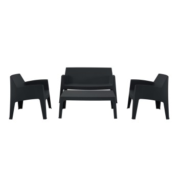 LOUNGE SET 4PCS SLEEK FK21268.02 BLACK POLYPROPYLENE