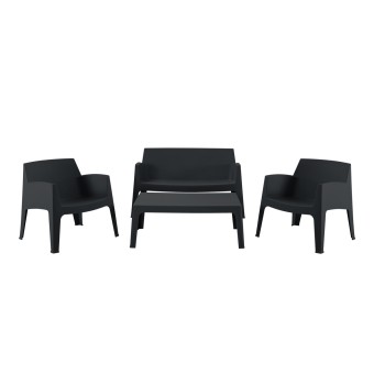 LOUNGE SET 4PCS SLEEK FK21268.02 BLACK POLYPROPYLENE