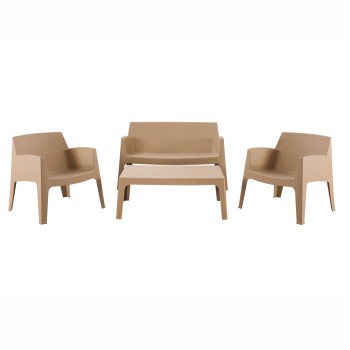 LOUNGE SET 4PCS SLEEK FK21268.03 CAPPUCCINO POLYPROPYLENE