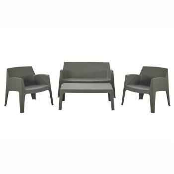 LOUNGE SET 4PCS SLEEK FK21268.05 DARK OLIVE GREEN POLYPROPYLENE