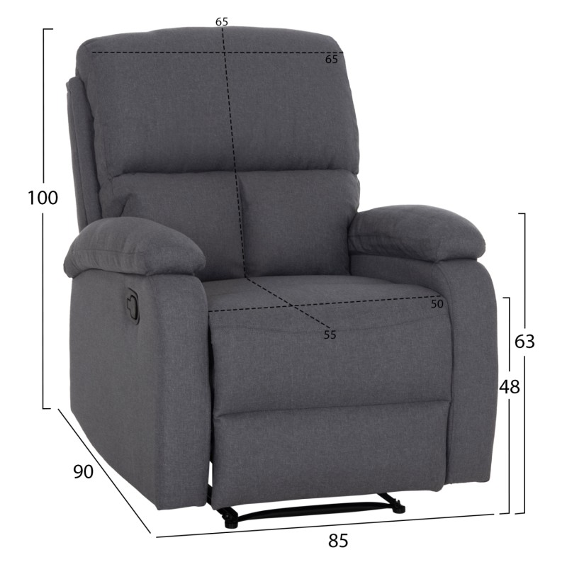ARMCHAIR RELAX DIONI FK3296.01 GREY FABRIC 85x90x100Hcm. ARMCHAIR RELAX DIONI FK3296.01 GREY FABRIC 85x90x100Hcm.