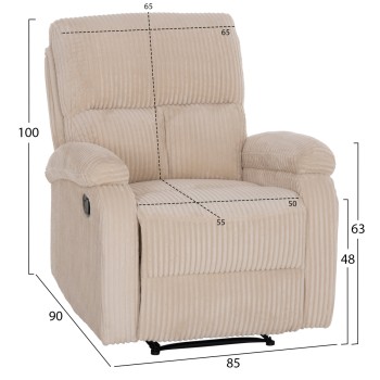 ARMCHAIR RELAX DIONI FK3296.12 BEIGE CORD FABRIC 85x90x100Hcm. ARMCHAIR RELAX DIONI FK3296.12 BEIGE CORD FABRIC 85x90x100Hcm.